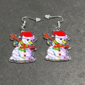 Christmas Snowman‎ Earrings Holiday Dangle Drop Earrings Winter Jewelry